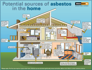 diagram showing where asbestos can be found in a house